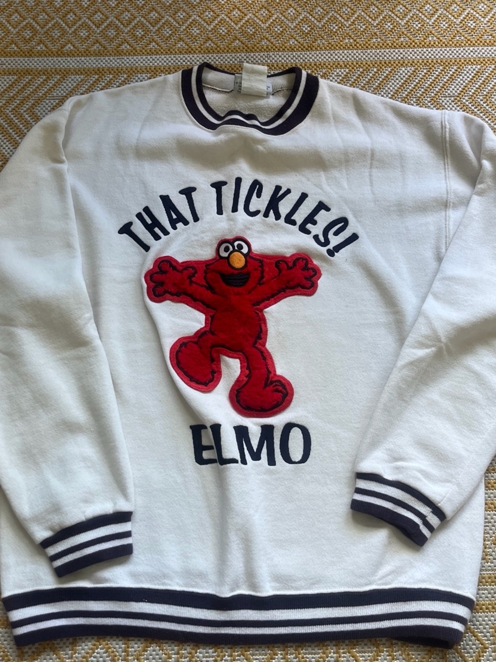 Vintage Elmo 'That Tickles!' White Crewneck Sweatshirt